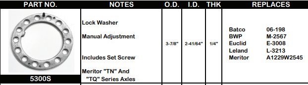 Axle Lock Washer E-3008 5300S