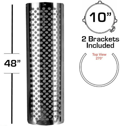 10" X 48" 270 Degree Heat Shield Kit Round Holes 562.U61102SS