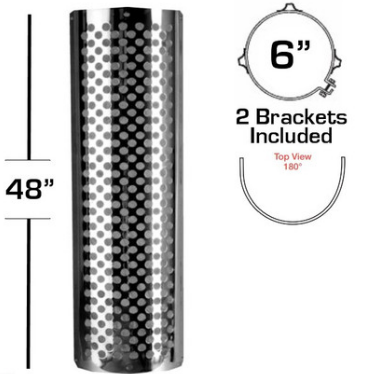 6" X 48" 180 Degree Heat Shield Kit Round Holes 562.U6161SS