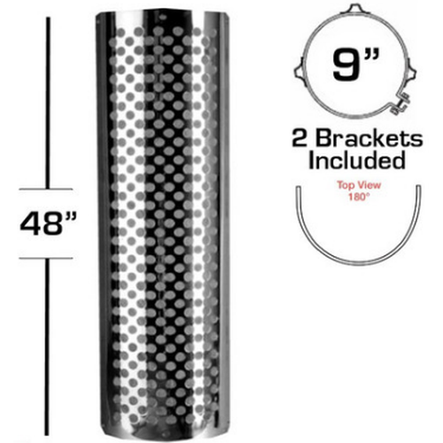 9" X 48" 180 Degree Heat Shield Kit Round Holes 562.U6191SS