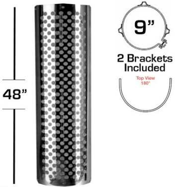 9" X 48" 180 Degree Heat Shield Kit Round Holes 562.U6191SS