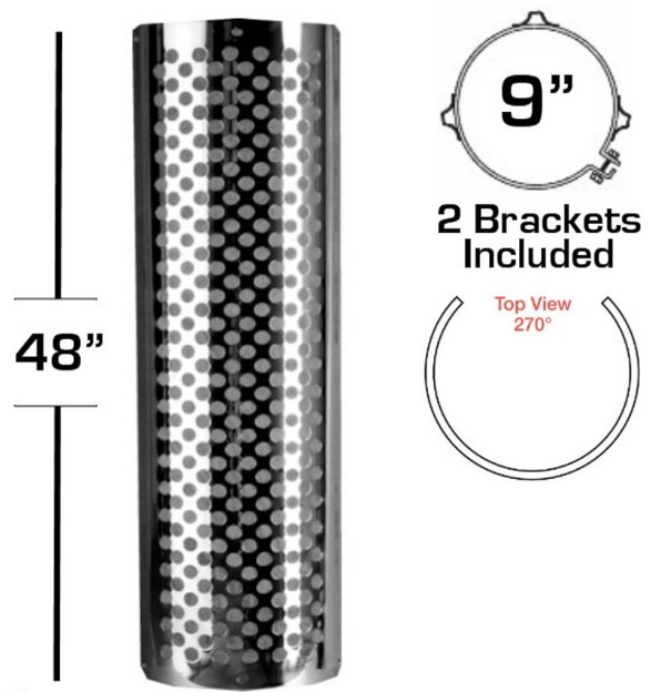 9" X 48" 270 Degree Heat Shield Kit Round Holes 562.U6192SS