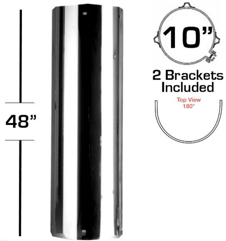 10" X 48" 180 Degree Heat Shield Kit Solid 562.U63101SS