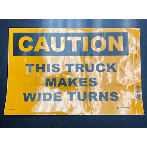 11.75" X 17.25" Caution Wide Turn Decal 571.D117