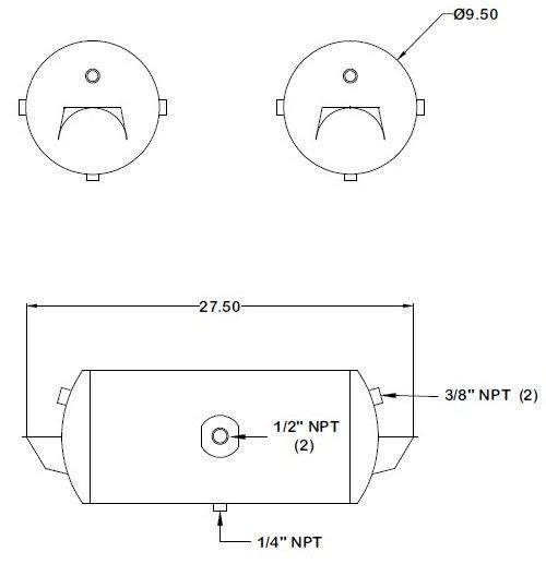 Air Tank 9.5" X 22.5" HT9575 172.2005