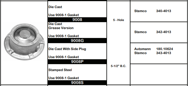 343-4013 Hub Cap 9008P