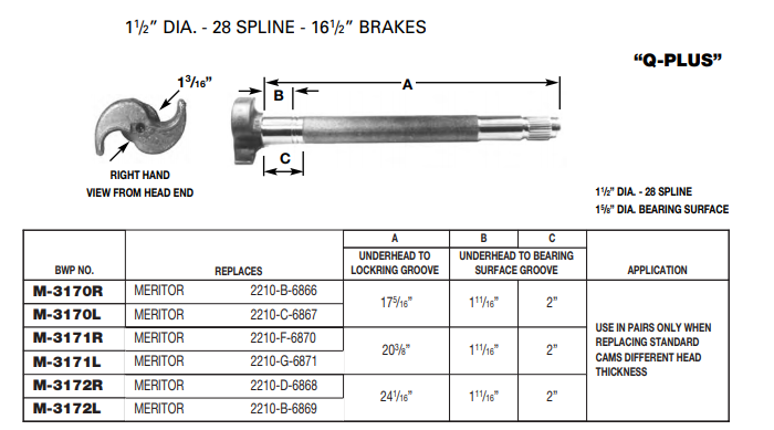 Camshaft E-2443B E-5508 1-1/2-28 X 20.407" LH M-3171-L