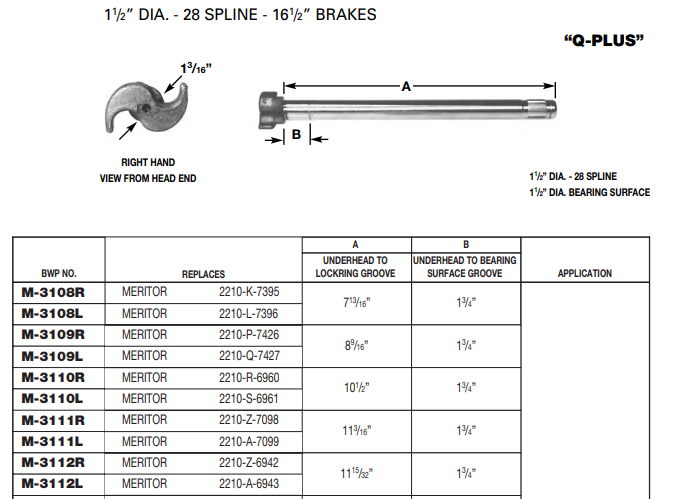 Camshaft E-11541 1-1/2-28 X 10.594