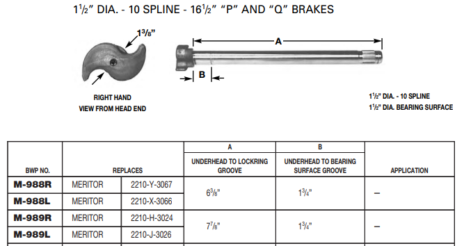 Camshaft E-4707A 1-1/2-10 X 7.875" LH M-989-L