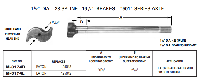 Camshaft E-4723 1-1/2-28 X 20.219" LH M-3174-L