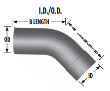 3.5" 45 Deg 9"X9" ID/OD Elbow L3545-0909A