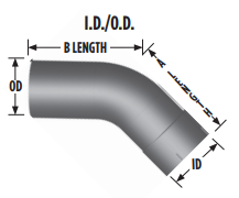 3" 45 Exhaust Elbow ID-OD L345-0808A