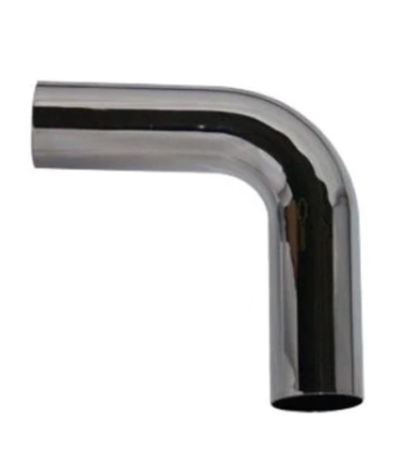 BOZZ 5 Inch OD Chrome 90 Degree Elbow Exhaust Pipe – 18 Inch Arms, Clamp-On, BZ-047