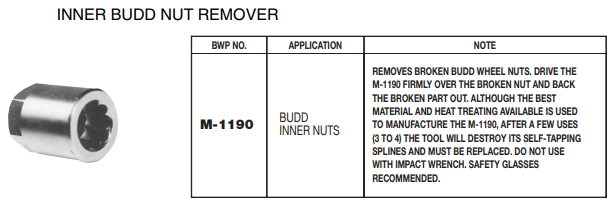 Inner Budd Nut Remover M-1190