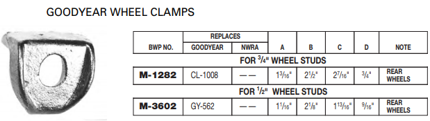 Goodyear 1/2 Stud Rim Clamp M-3602