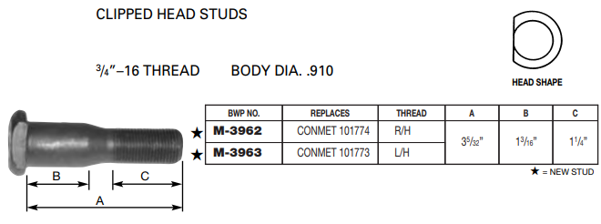 Wheel Stud E-8952R M-3962